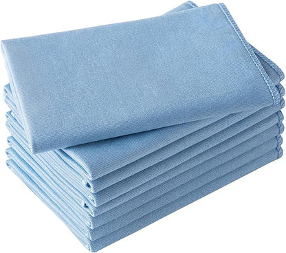 Microfiber Glass Cleaning Cloth 8 Pack, 16 Inch X 12 Inch, Lint Free Quickly Clean Window, Glasses, Windshields, Mirrors, and Stainless Steel, Blue
