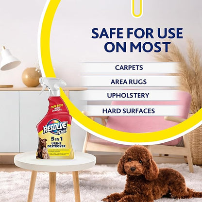 Resolve Pet Specialist Urine Destroyer Carpet Cleaner Spray – Urine Eliminator for Pet Stains & Odors Up to 7 Days Old, 22oz