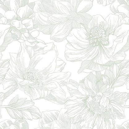 Ismoon Large Floral Peel and Stick Wallpaper Boho White and Green Contact Paper 17.3inx32.7ft Modern Wall Paper Removable Self Adhesive Vinyl Wallpaper for Bedroom Cabinet Bathroom Mural Wall Decor