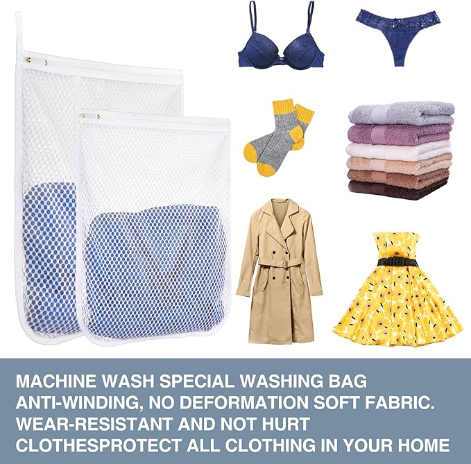 3 pcs Durable Honeycomb Mesh Laundry Bags for Delicates 3 Medium (12" x 15")