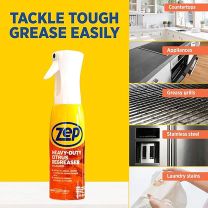 Zep Heavy Duty Citrus Degreaser and Cleaner Mist -16 fl oz ZUCIT20 - Removes Oil, Grease, Adhesive & Kitchen Soil, In Hard-To-Reach Areas, (Pack of 2)