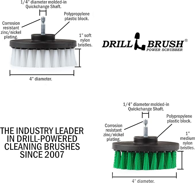 Cleaning Supplies - Kitchen Accessories - Drill Brush - Grout Cleaner - Indoor/Outdoor Spin Brush Cleaning Kit - Stove, Oven Rack, Counters, Flooring - Bathroom Accessories - Scrub - Shower Curtain