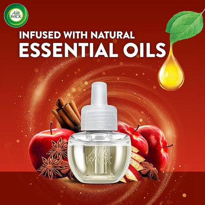 Air Wick Plug in Scented Oil Refill, 2ct, Apple Cinnamon Medley, Fall Scent, Essential Oils, Air Freshener