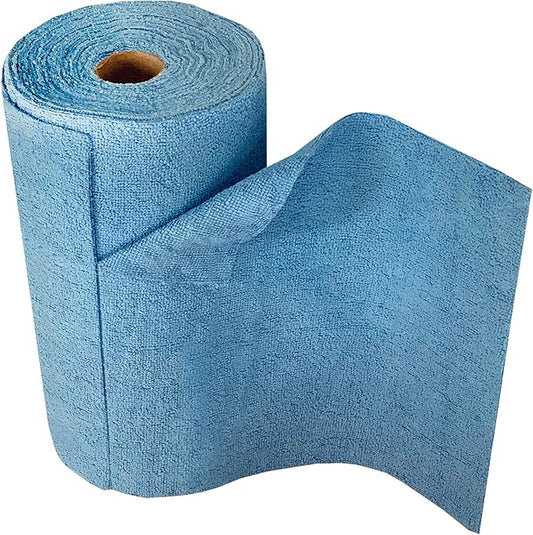Eurow Microfiber Tear-A-Towel Cloth Roll, Reusable Paper Towel Alternative, Washable Up to 50 Times, Lint-Free, Streak-Free, for Kitchen, Auto, Home, Garage, Cleaning & Drying, 11"x12", 50-Pack, Blue
