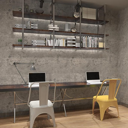 3yecao 48"×591" Large Size Big Roll Extra Wide Thick Light Beige Brown Grey Concrete Wallpaper Peel and Stick Waterproof Gray Concrete Contact Paper Vinyl Adhesive Cement Tile Sticker for Gym Bedroom