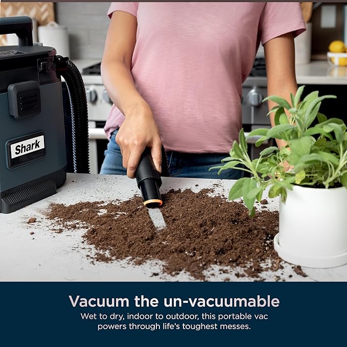 Shark VS101 MessMaster Portable Wet Dry Vacuum, 1 Gallon Capacity, Corded, Perfect for Pets & Cars, AnyBag Tech, Self-Cleaning, Ultra-Powerful Suction for Tough Wet & Dry Messes, Blue