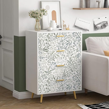 Heroad Peel and Stick Wallpaper Green Contact Paper 17.3''x78.7'' Floral Wall Paper Boho Removable Self Adhesive Wallpaper for Cabinets Drawers Liner for Bedroom Bathroom Waterproof Decor Vinyl Roll