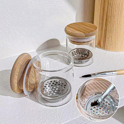 Nail Art Brushes Washing Cup, Nail Glitter Removal Cup, Monomer Holder, Nail Art Acrylic Liquid Powder Removal Cup, Nail Brush Cleaner Dappen Dish with Lid (2 PACK)