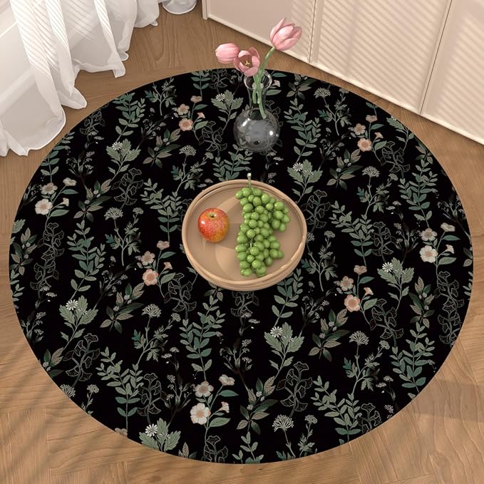 Fvlow Black Green Floral Wallpaper 17.4" x 394", Dark Green Leaf Contact Paper Peel and Stick Wallpapers Waterproof Self-Adhesive Wall Covering for Bedroom Countertop Desk Cabinets Decor