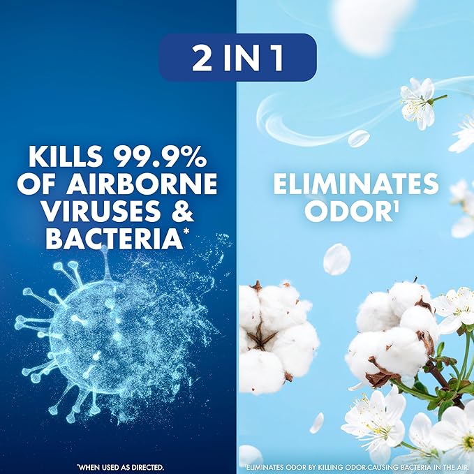 Lysol Air Sanitizer Spray with Bacterial Odor Eliminator for Home & Office, Sanitizing Air Spray, Air Freshener Alternative, Cotton Blossom Scent, 10 oz (Pack of 3)