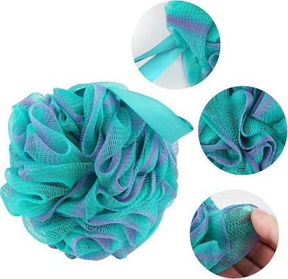 Fu Store Loofah Sponge Shower Loofahs 80g Bath Sponges Mesh Balls 4 Colors Body Scrubber Exfoliator Wash Back Scrubber Bathroom Men Women 4 Pack Scrubbers Cleaning Bathing Accessories