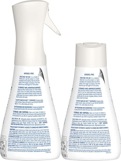Clorox Disinfecting Mist, Eucalyptus Peppermint, Household Essentials, 1 Spray and 1 Refill, 16 oz Each