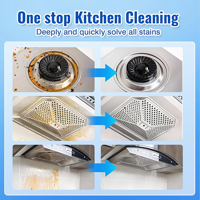 Snowlily 2PCS Kitchen Cleaner Spray Stubborn Stains Cleaner Powerful Heavy Duty Degreaser & Grease Remover for Stovetops,Range Hoods,Cabinets-Multi-Purpose Foam Cleaning Supplies