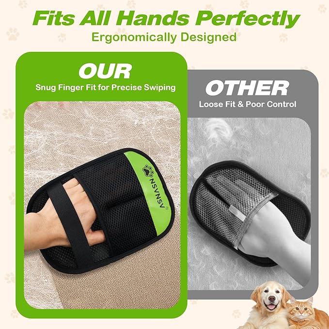 NSVNSV 2PCS Pet Hair Remover Gloves, Versatile Grooming Gloves for Washing, Pet Gadgets, Magic Brush Pet Hair Removal Tool, Deshedding, Grooming, Ease of Cleaning, Green