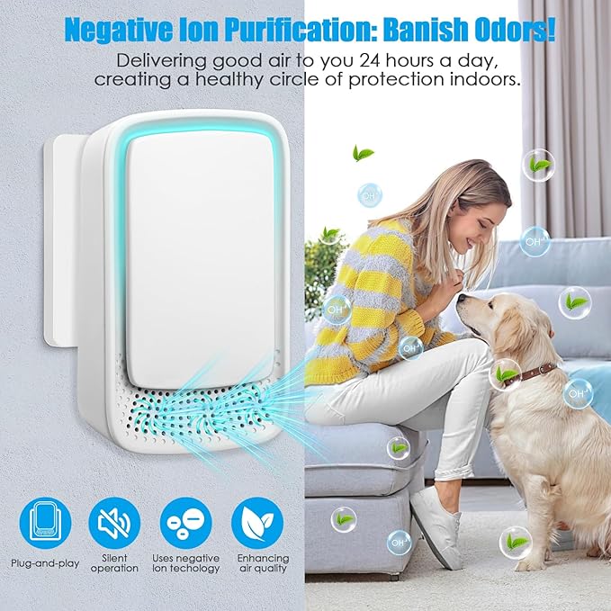 4 Pack Plug In Air Ionizers, Quiet Operation Air Freshener for Home, Office, Bedroom, Kitchen, Garage Room, Portable Air Purifiers, Pets Smell - Air Cleaner (White)