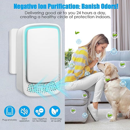 4 Pack Plug In Air Ionizers, Quiet Operation Air Freshener for Home, Office, Bedroom, Kitchen, Garage Room, Portable Air Purifiers, Pets Smell - Air Cleaner (White)