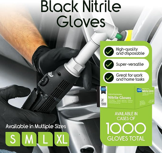 Inspire Black Nitrile Disposable Gloves | 4.5 Nitrile Disposable Safety Medical Cooking Cleaning Gloves