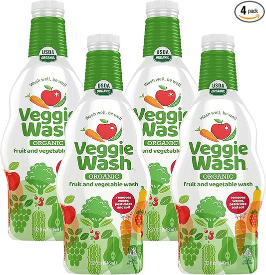 Veggie Wash Organic Fruit and Vegetable Wash Soaker, 32 Fluid Ounce (Pack of 4)