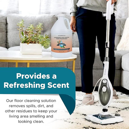 Steam & Go Demineralized Water for Steam Cleaner - PVC-Free Floor Cleaning Solution Compatible for All Steam Mops - Multi-Surface Cleaner for Home Surfaces - Tropical Bloom Scent, 128 Fl oz