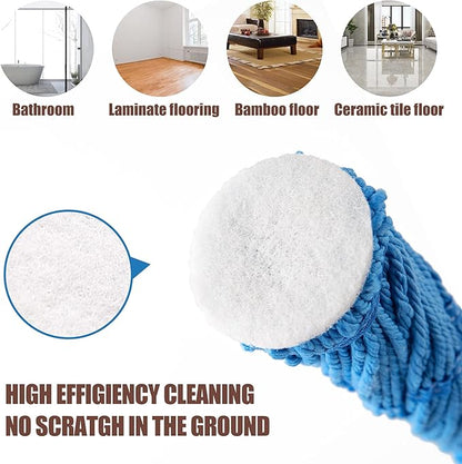 Eyliden Mop with 2 Reusable Microfiber Heads, Easy Wringing Twist Mop, 57.5 inch Long Handle, Wet Mops for Floor Cleaning, Commercial Household Clean Hardwood, Vinyl, Tile, and More (Blue)