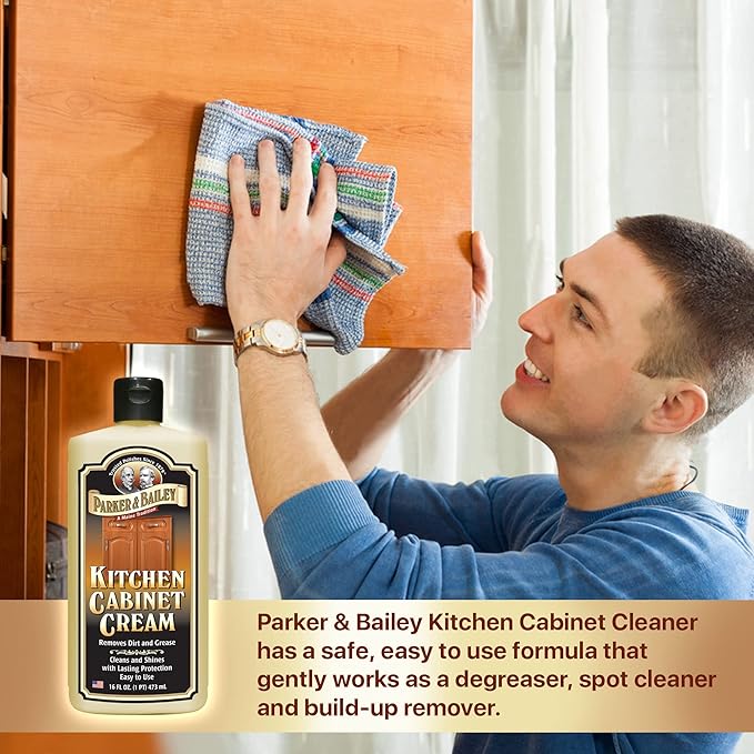 Parker & Bailey Kitchen Cabinet Cream - Multisurface Wood Cleaner And Polish Furniture Quick Shine Restorer Protector Surface, House Cleaning Supplies Home Improvement 8oz