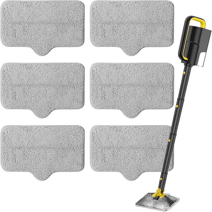 Steam Mop Pads Compatible with ScrubWiz & LABIGO Steam Mop Cleaner - Washable and Reusable Microfiber Replacement Mop Pads for Cleaning Floors and Carpets, 6 Pack