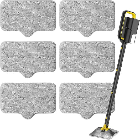 Steam Mop Pads Compatible with ScrubWiz & LABIGO Steam Mop Cleaner - Washable and Reusable Microfiber Replacement Mop Pads for Cleaning Floors and Carpets, 6 Pack