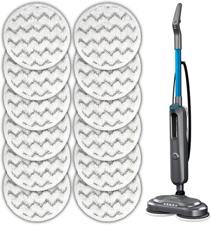 (12 Pack) 3897A Replacement Mop Pads Compatible with Bissell SpinWave SmartSteam Scrubbing Steam Mop 3897A 3712C 3712W, Spinning Scrubbing Mop Pads, Heavy Duty Scrubby Mopping Pad, Wave Pattern Pads