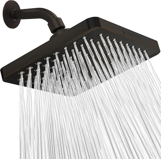 SparkPod Shower Head - High Pressure Rain - Premium Quality Luxury Design - Easy Clean Adjustable Replacement for Your Bathroom Shower Heads (Vintage Oil Rubbed Bronze, 8 Inch Square)