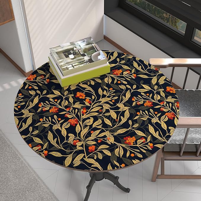 Extra Long Dark Floral Peel and Stick Wallpaper - 17.5In x 32.8Ft Vintage Botanical Self-Adhesive Vinyl Contact Paper for Cubicles Drawers Cabinets Leaf Fruit Pattern Black Yellow Gold Orange