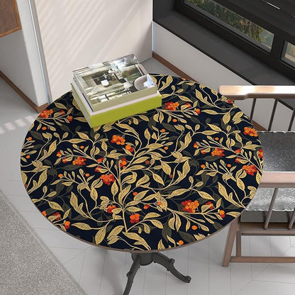 Extra Long Dark Floral Peel and Stick Wallpaper - 17.5In x 32.8Ft Vintage Botanical Self-Adhesive Vinyl Contact Paper for Cubicles Drawers Cabinets Leaf Fruit Pattern Black Yellow Gold Orange