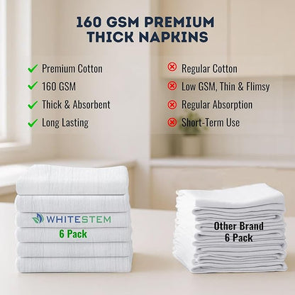 Flour Sack Towels 100% Cotton Dish Towel Reusable Baking Cloth for Bread Dough, Baguettes, Ciabatta, Machine Washable, Kitchen Towels for Cleaning – Set of 6 (18"x18") - White