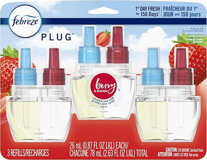 Febreze Plug with Fade Defy Technology Air Freshener - New Limited Edition - (1Packs of the 3 refills) each refill 0.87 fl oz Refill (3) of 0.87 fl oz Refills (Berry & Bramble)