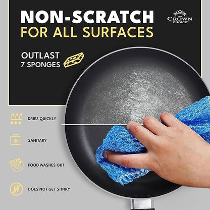 Non Scratch Dish Scrubbers for Cleaning Dishes (12 PK) - Reusable Kitchen Sponge - Replace Dish Sponges for Washing Dishes - Best Household Scrubbing Pad & Alternative Dishwashing Scrub Pads Supplies