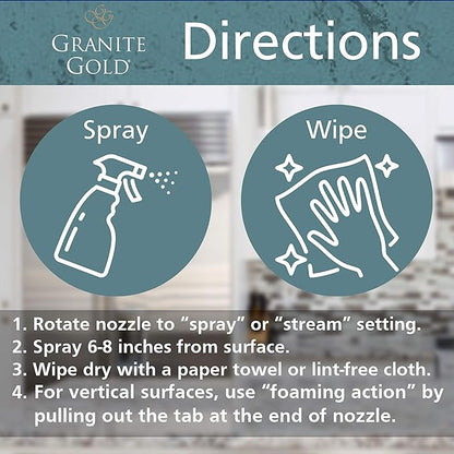 Granite Gold All-Surface Cleaner Spray, Household Cleaning For Stainless Steel, Glass, Quartz, Marble Surfaces, 24 Fl Oz, 1 Count