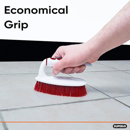 Superio Grout Brush, Dish Brush, Shower Scrubber Cleaning Brush, Stiff Bristles, Comfort Grip Handle,Red Brush Cleaner for Kitchen, Bathroom, Shower, Sink, Toilet- Vegatable Brush, Carpet Scrubber