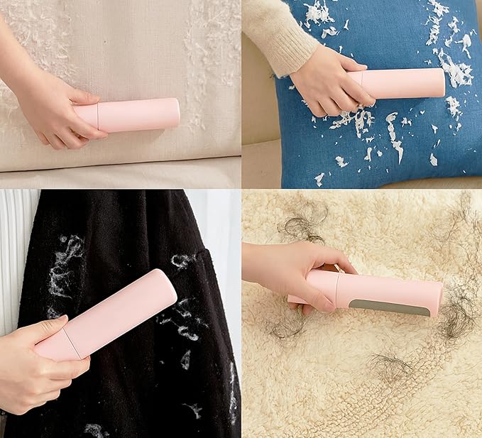 Portable Pet Hair & Lint Remover Roller – Compact Pet Hair & Lint Remover for Clothes, Furniture & Car | Eco-Friendly, Washable & Durable (Pink)