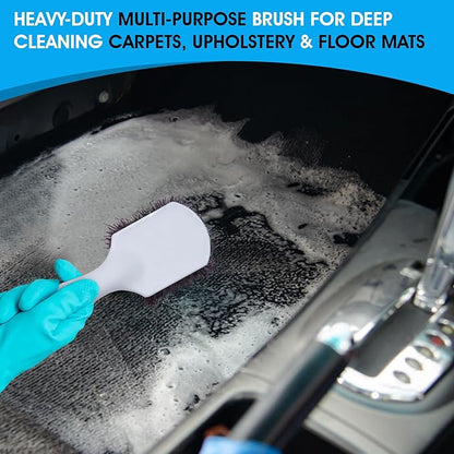 Nanoskin Heavy-Duty Multi-Purpose Brush for Deep Cleaning Carpets, Upholstery & Floor Mats - Durable Polypropylene Bristles, Ergonomic Grip, Professional Auto Detailing and Home Use, 8.5" Length