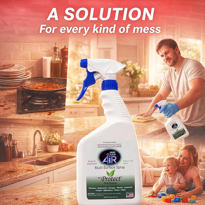DWD2 Protect Multi-Surface Odor Control Spray 32 oz – Plant-Derived Formula for Hard & Soft Surfaces, Non-Toxic Indoor Freshening Solution for Home, Office & Commercial Spaces
