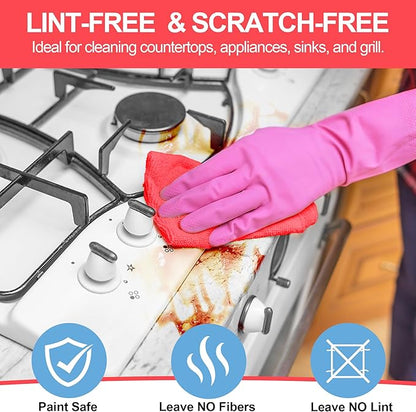 HOMERHYME Microfiber Cleaning Cloth, 52 Pack Cleaning Rags,12" X 11" Lint Free Dish Towels Wash Cloths, Reusable Microfiber Towels for Home and Kitchen Bathroom Apartment Cleaning Supplies, Assorted