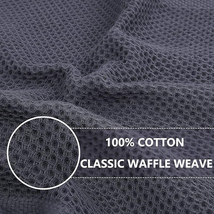 Homaxy 100% Cotton Waffle Weave Kitchen Dish Towels, Ultra Soft Absorbent Quick Drying Cleaning Towel, 13 x 28 Inches, 12-Pack, Mixed Color
