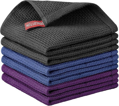 Nialnant 6 Pack Kitchen Towels, 100% Cotton Dish Cloth for Washing Dishes, Absorbent Quick Drying Dish Rags, Multipurpose Cleaning Rags-12x12 Inches