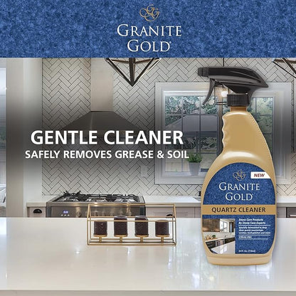Granite Gold Quartz Cleaner Spray for Caesarstone, Cambria, Silestone and All Other Quartz Countertop Surfaces, 24 Fl Oz (Pack of 1)