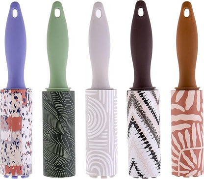 Expressions 5pc Mini Lint Rollers Value Pack - Colorful Compact Mini Lint Roller for Travel, Household Essentials Pet Hair Removal Tool & Lint Removers for Clothing (Boho)