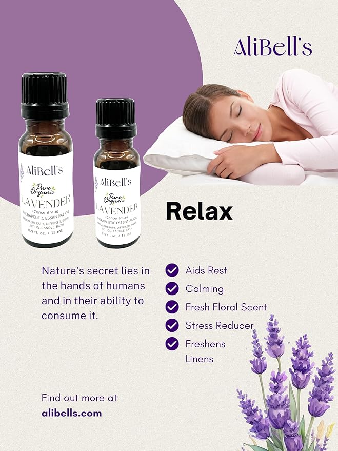 Lavender Oil Organic - 15ml- Wool Dryer Balls Essential Oil, for Massage, Relaxing Aromatherapy for Home, Office, Car, Baby Nursery - Grade A, DIY Skincare, Hair, Pet Safe