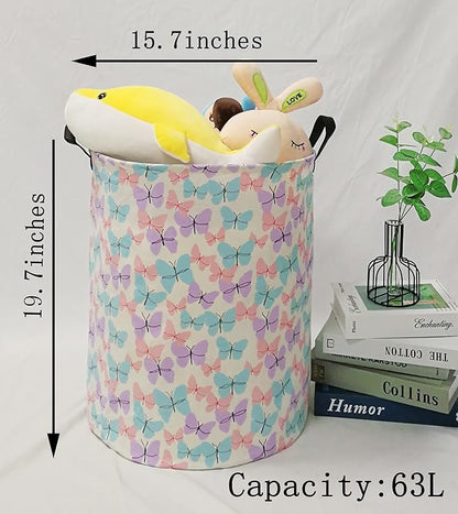 MAIZMZ Storage Bins Toys Box Kids Baby Hamper Waterproof Laundry Basket Canvas Collapsible Gift Organizer Bin for Home/Dorm/Kitchen/Pet/Office/Closet/Shelf/Gift Baskets(Butterfly)