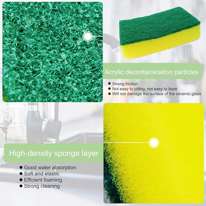 36 Pack Dishwashing Sponge Individually Wrapped, Non Scratch Scrub Sponges Scouring Pad for Household Cleaning, Sink, Pots, Pans, Kitchen,Hotel,Car.