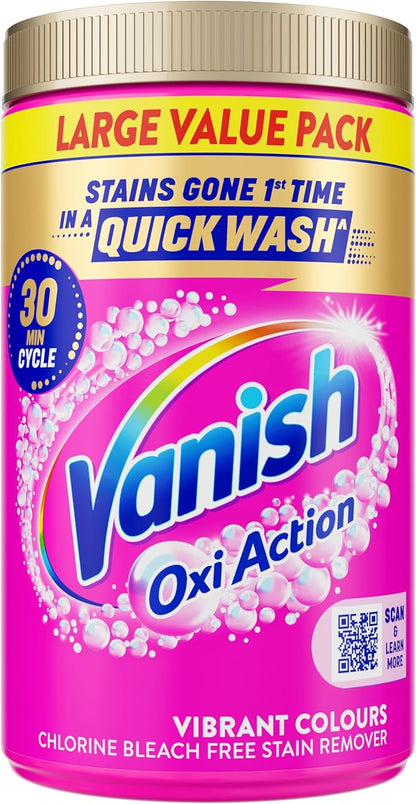 Vanish Stain Remover, Gold Oxi Action Powder, 1.5kg, Removes Stains Laundry Detergent Leave Behind, Protects Fabric Colours and Removes Odours, Bleach Free