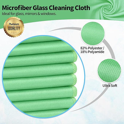 HOMERHYME Microfiber Cleaning Cloth, 10 Pack Glasses Cleaning Cloth, 16" ×14" Window Cleaning Rags, Streak Free Lint Free Polishing Cloths Wipes for Eye Glass Stainless Steel Windshield, Sage Green