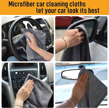 SINLAND Microfiber Car Drying Towels Ultra Absorbent,No Streaks,Scratches, or Water Spots,Wash Cleaning Auto Detailing Towels 400gsm 16inch x 24inch 6Pack Grey